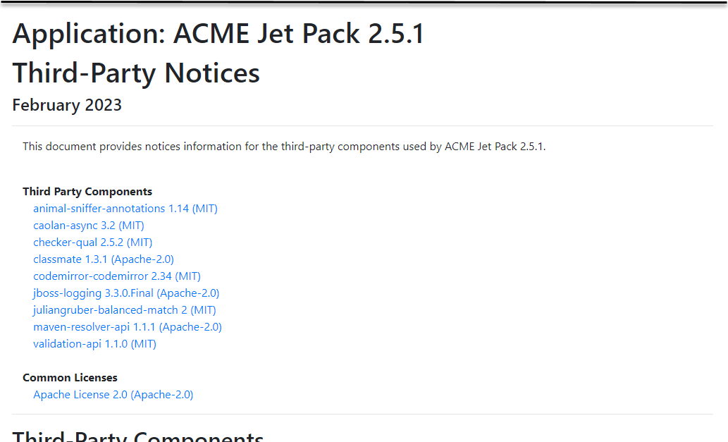 Third-Party Notices report
